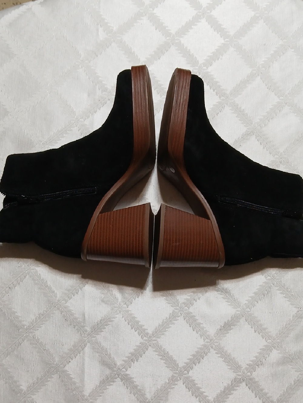 Copper Key Chunky Platform Leather Suede Black Heeled Ankle Boots Size 7 - Picture 4 of 10